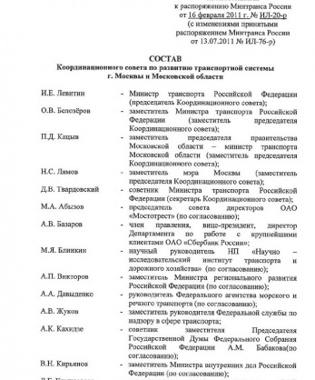 Изменения в распоряжении Министерства Транспорта Российской Федерации от 16 февраля 2011 года №ИЛ-20-р